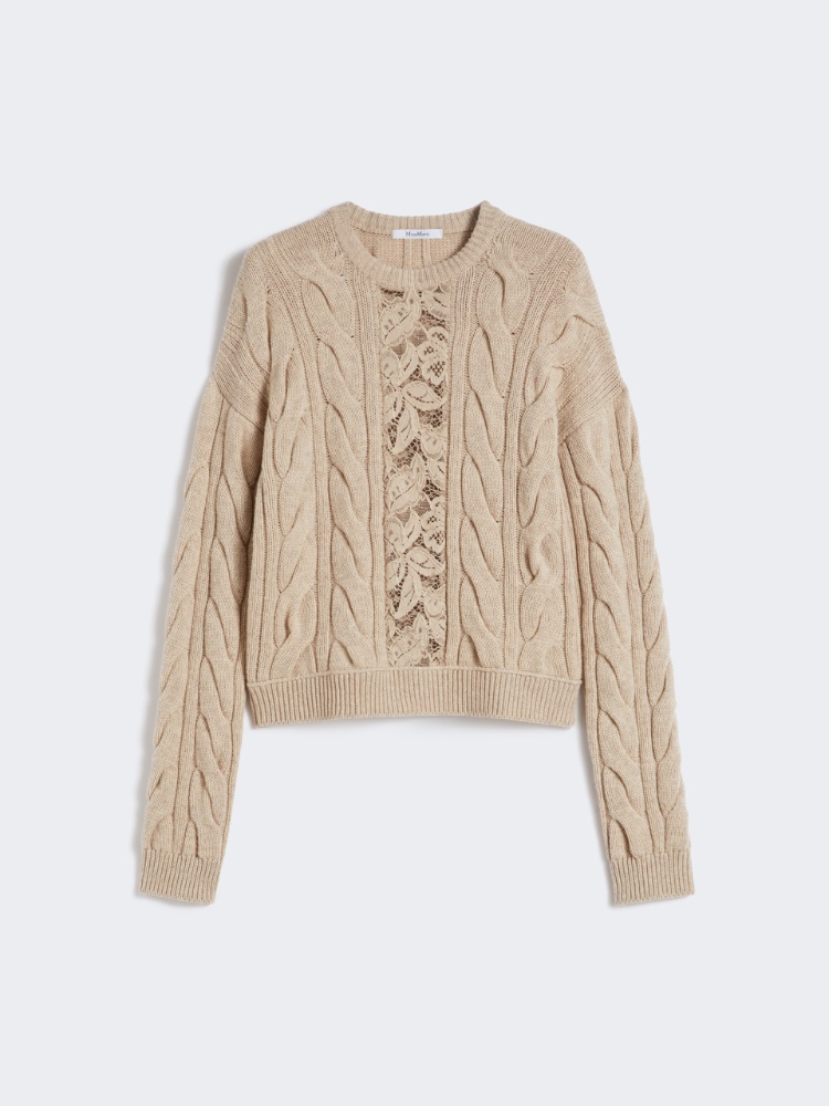 Pullover Wolle und Kaschmir mit Spitze - SAND - Max Mara