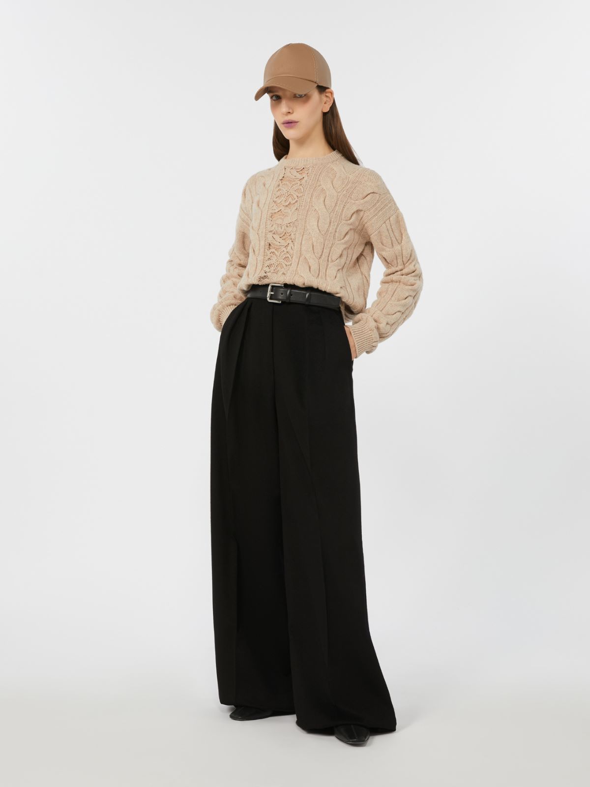 Wool and cashmere jumper with lace - SAND - Max Mara