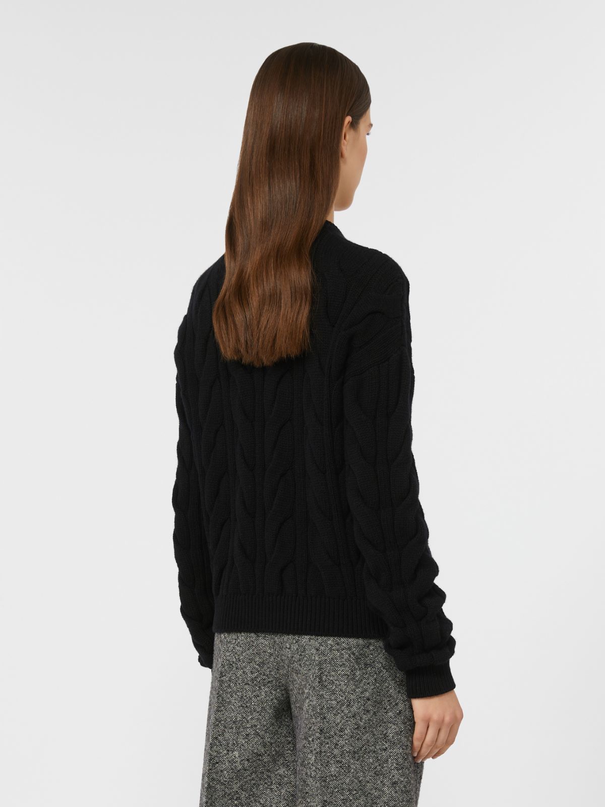 Wool and cashmere jumper with lace - BLACK - Max Mara - 3
