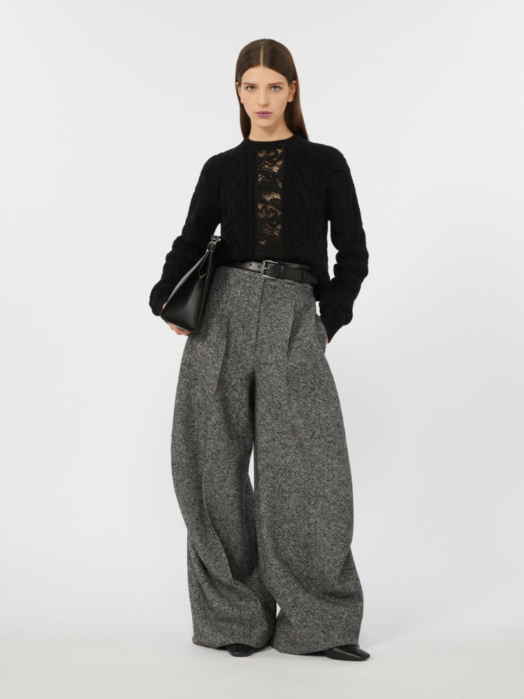 Wool and cashmere jumper with lace - BLACK - Max Mara