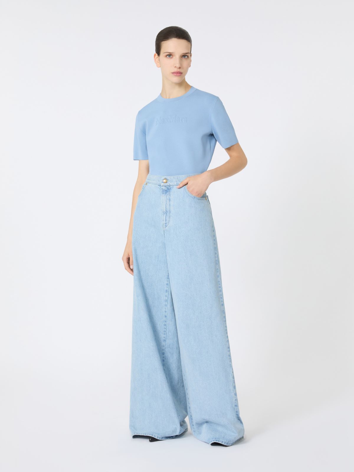 Viscose crêpe yarn jumper - LIGHT BLUE - Max Mara