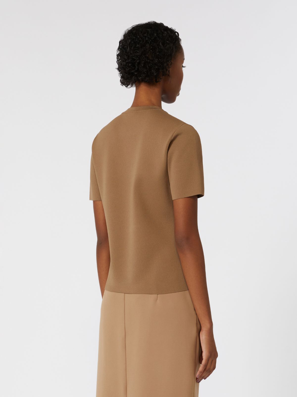Viscose crêpe yarn jumper - HAZELNUT BROWN - Max Mara - 3