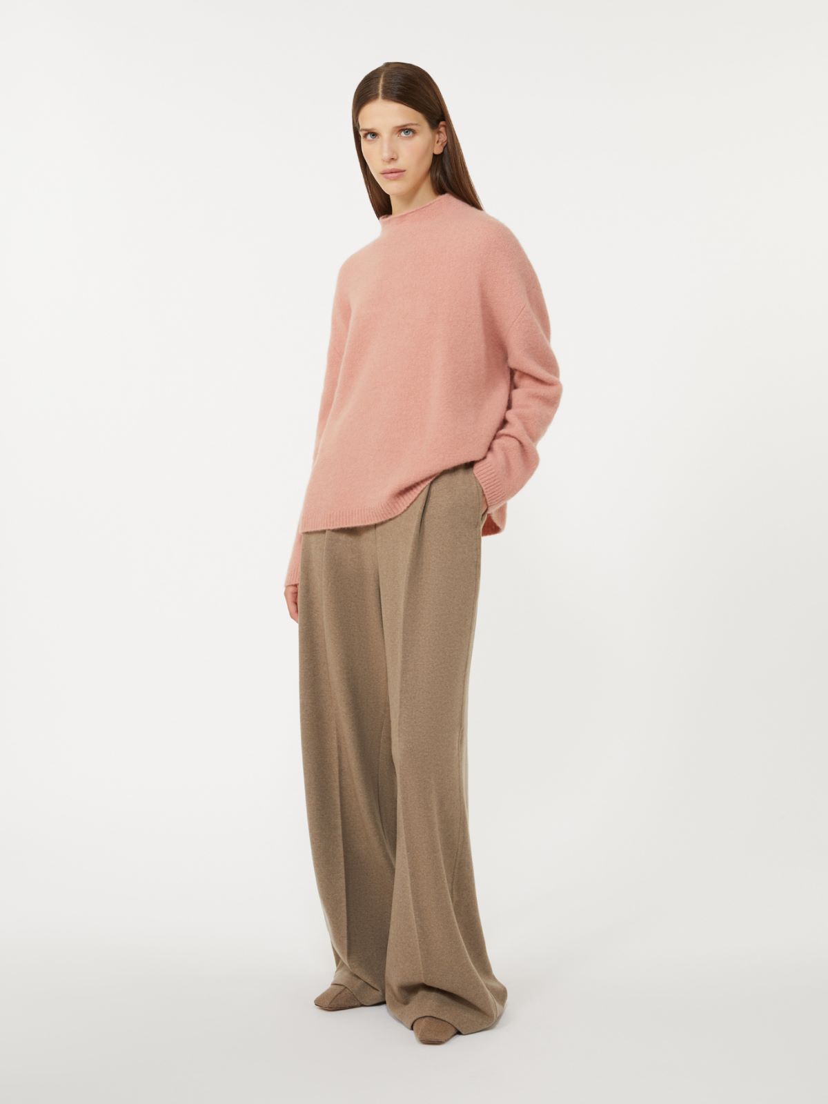 Boxy jumper in stretch cashmere yarn - PINK - Max Mara
