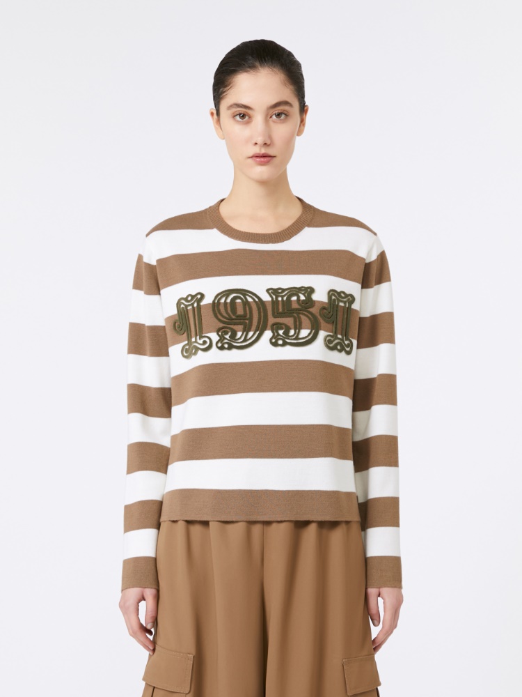 Tシャツ・カットソー MAX MARA Embroidered Wool Viterbo Sweater Embroidered wool sweater, white black | 