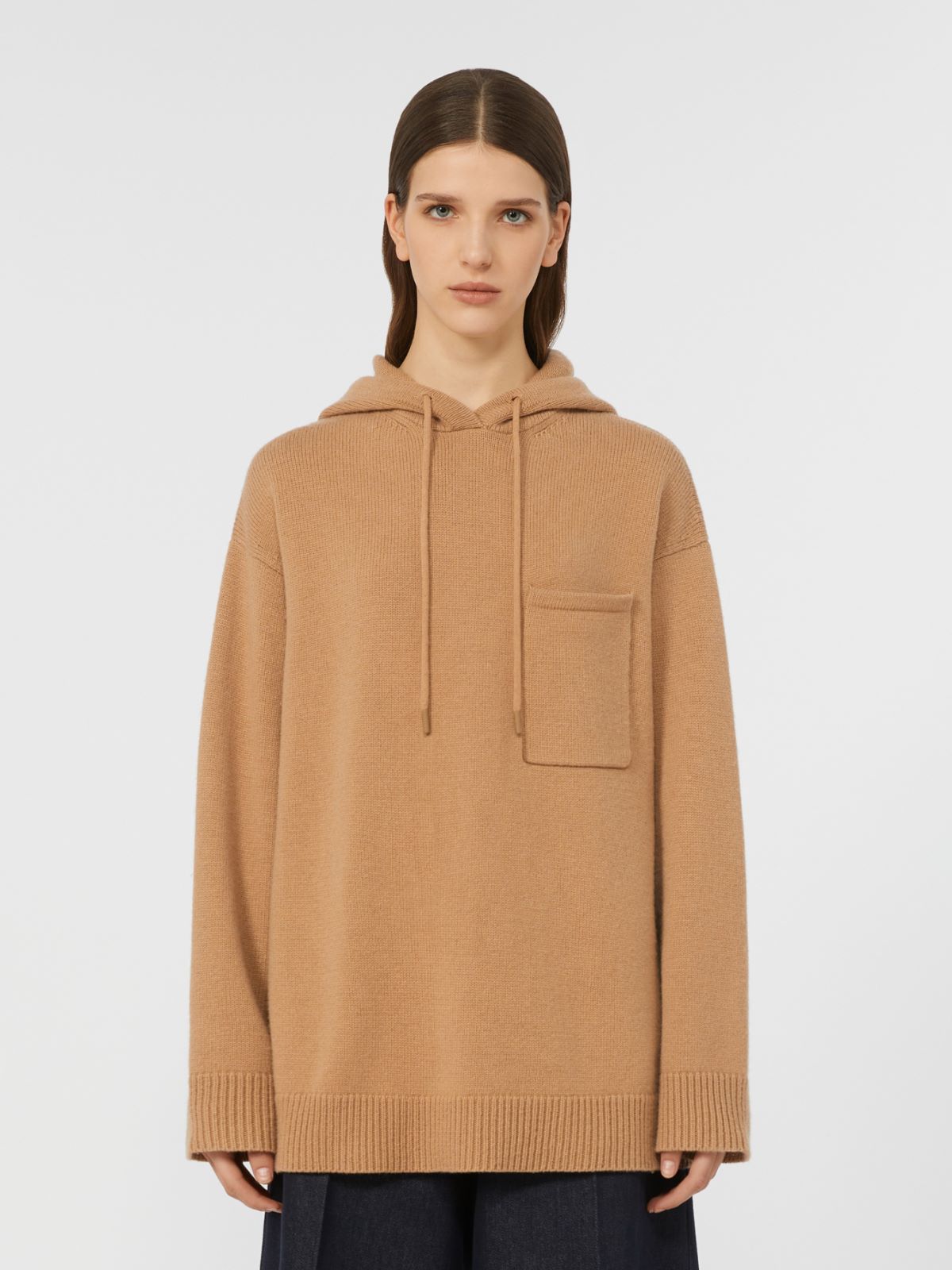 Bluza z kapturem z wełny i kaszmiru - WIELBŁĄDZI - Max Mara - 2