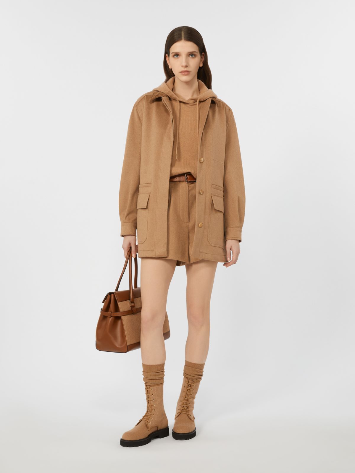 Bluza z kapturem z wełny i kaszmiru - WIELBŁĄDZI - Max Mara