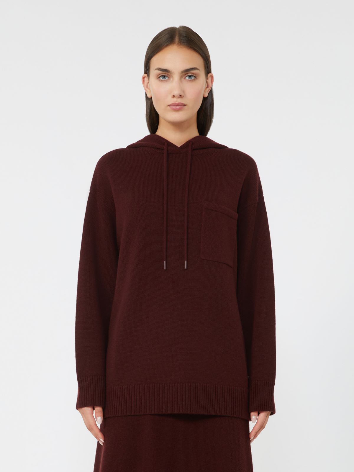 Wool and cashmere hooded sweatshirt - CHERRY - Max Mara - 2