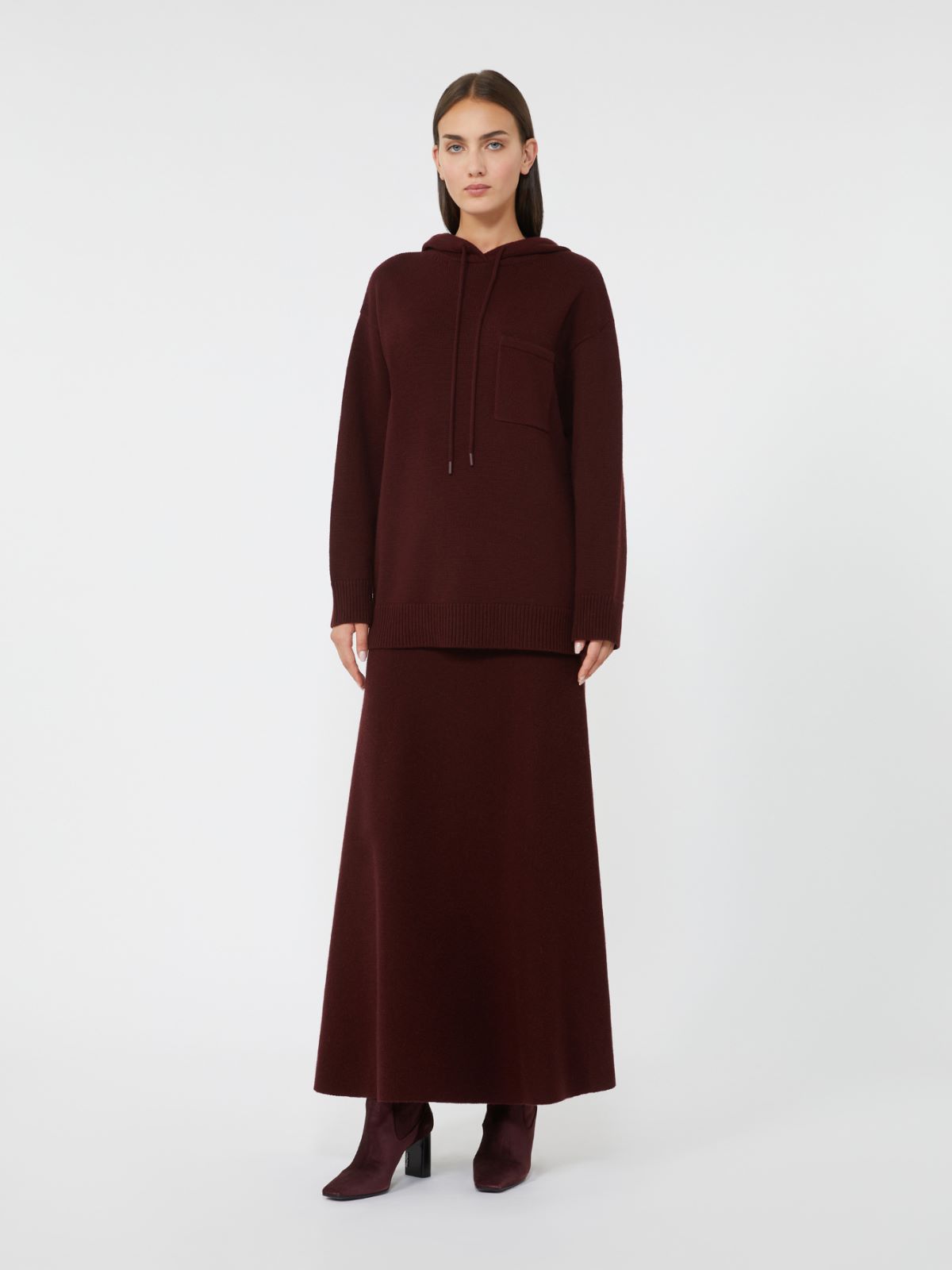 Wool and cashmere hooded sweatshirt - CHERRY - Max Mara