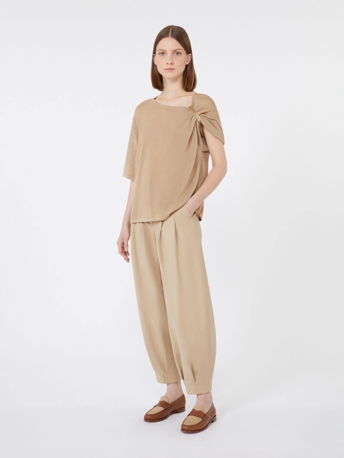 Relaxed-fit cotton and viscose sweater - SAND - Max Mara