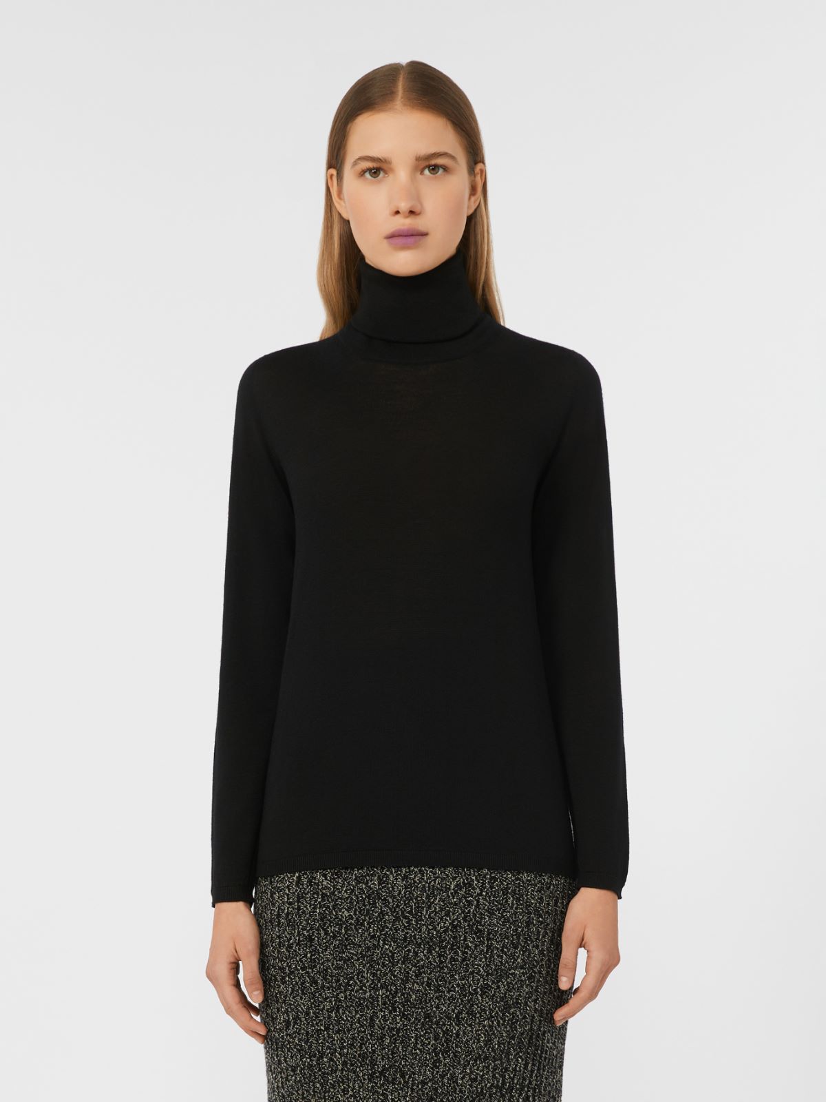 Wool knit turtleneck jumper - BLACK - Max Mara - 2