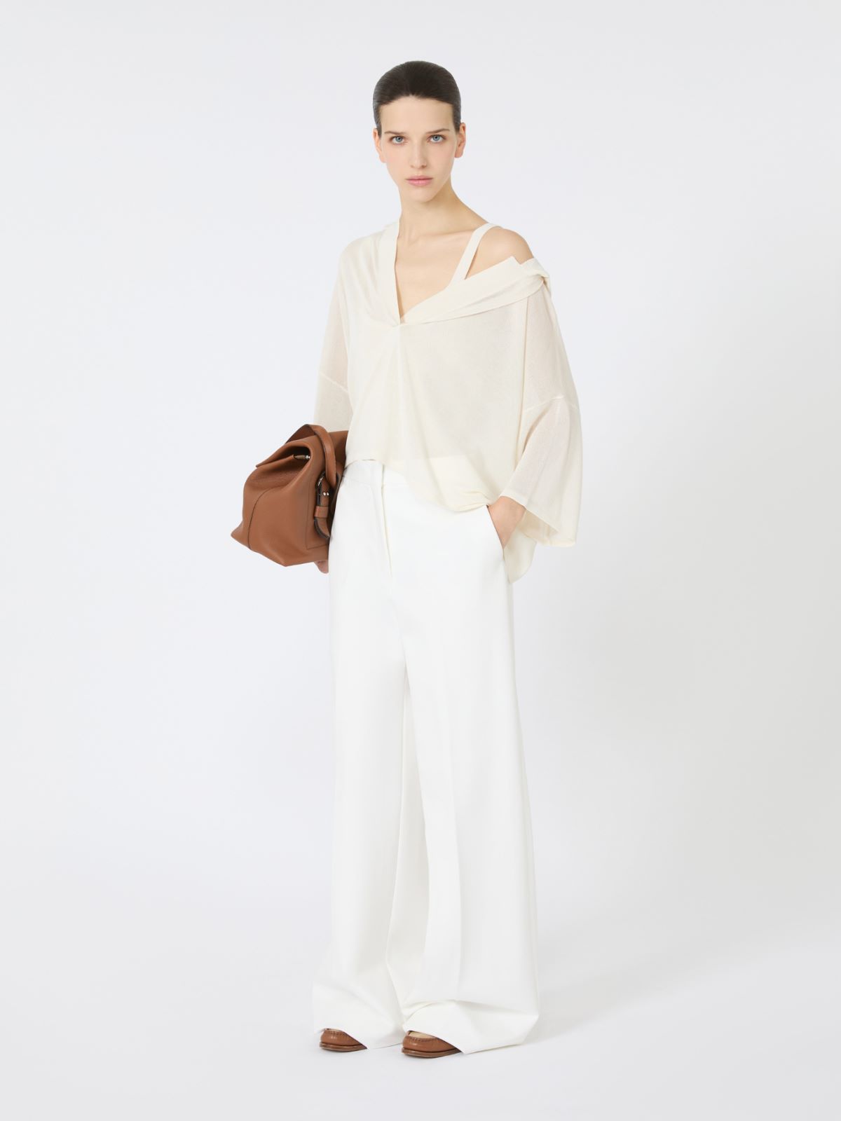 Loose cotton and viscose jumper - IVORY - Max Mara