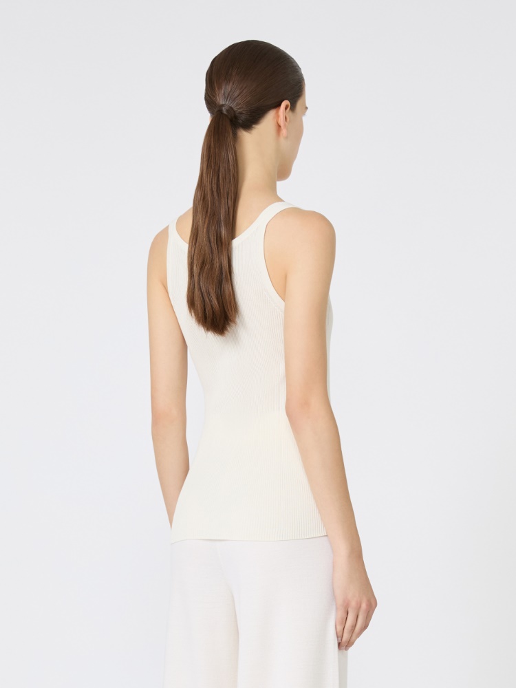 Tシャツ・カットソー MAX MARA IVORY TOP IN CREPE VISCOSE Cotton and viscose top, ivory |