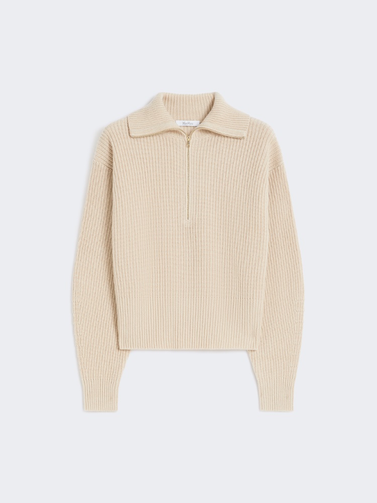 Pullover aus Wolle und Kaschmir mit Reißverschluss - BEIGE - Max Mara