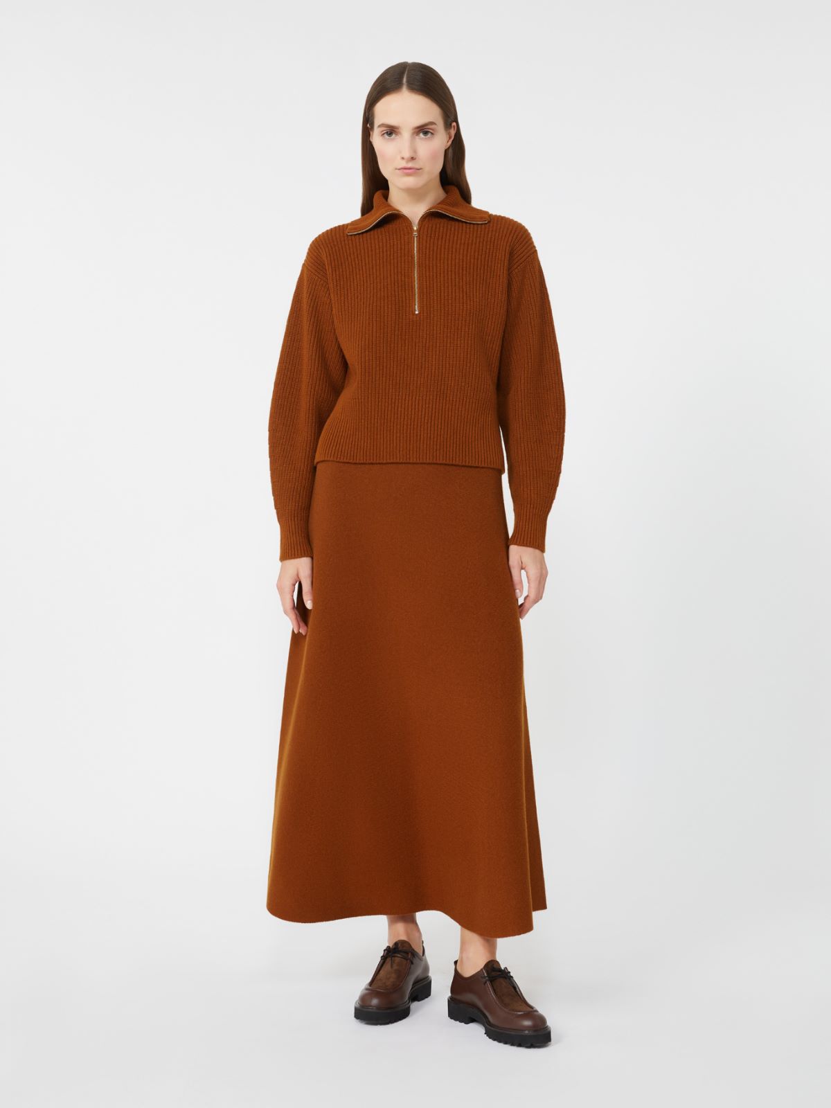 Pull en laine et cachemire avec fermeture zippée - MARRON BRONZE - Max Mara