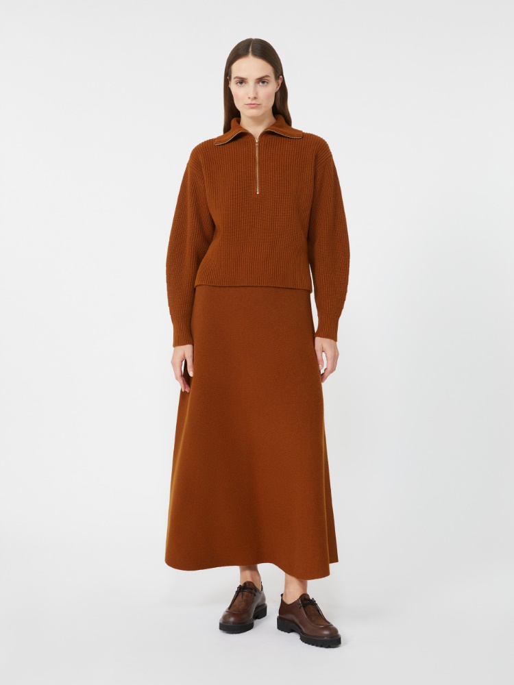 Wool and cashmere jumper with zip - BROWN BRONZE - Max Mara