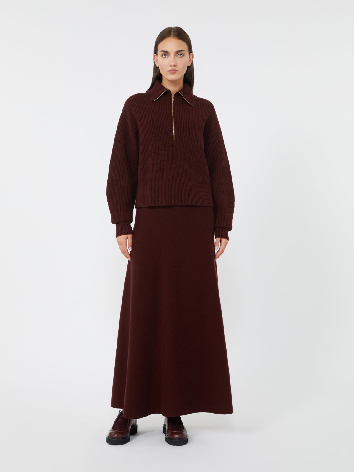 Wool and cashmere jumper with zip - CHERRY - Max Mara