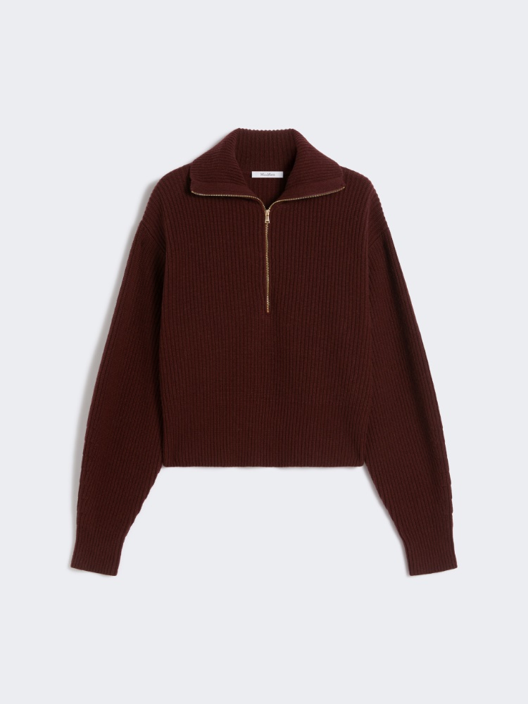 Wool and cashmere jumper with zip - CHERRY - Max Mara