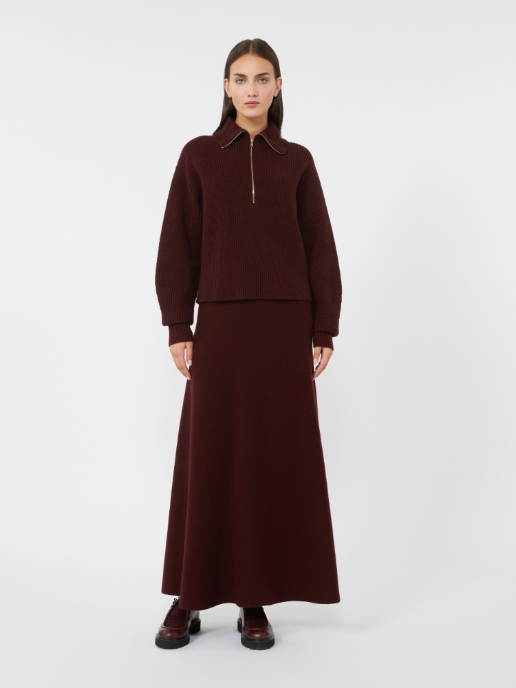 Wool and cashmere jumper with zip - CHERRY - Max Mara