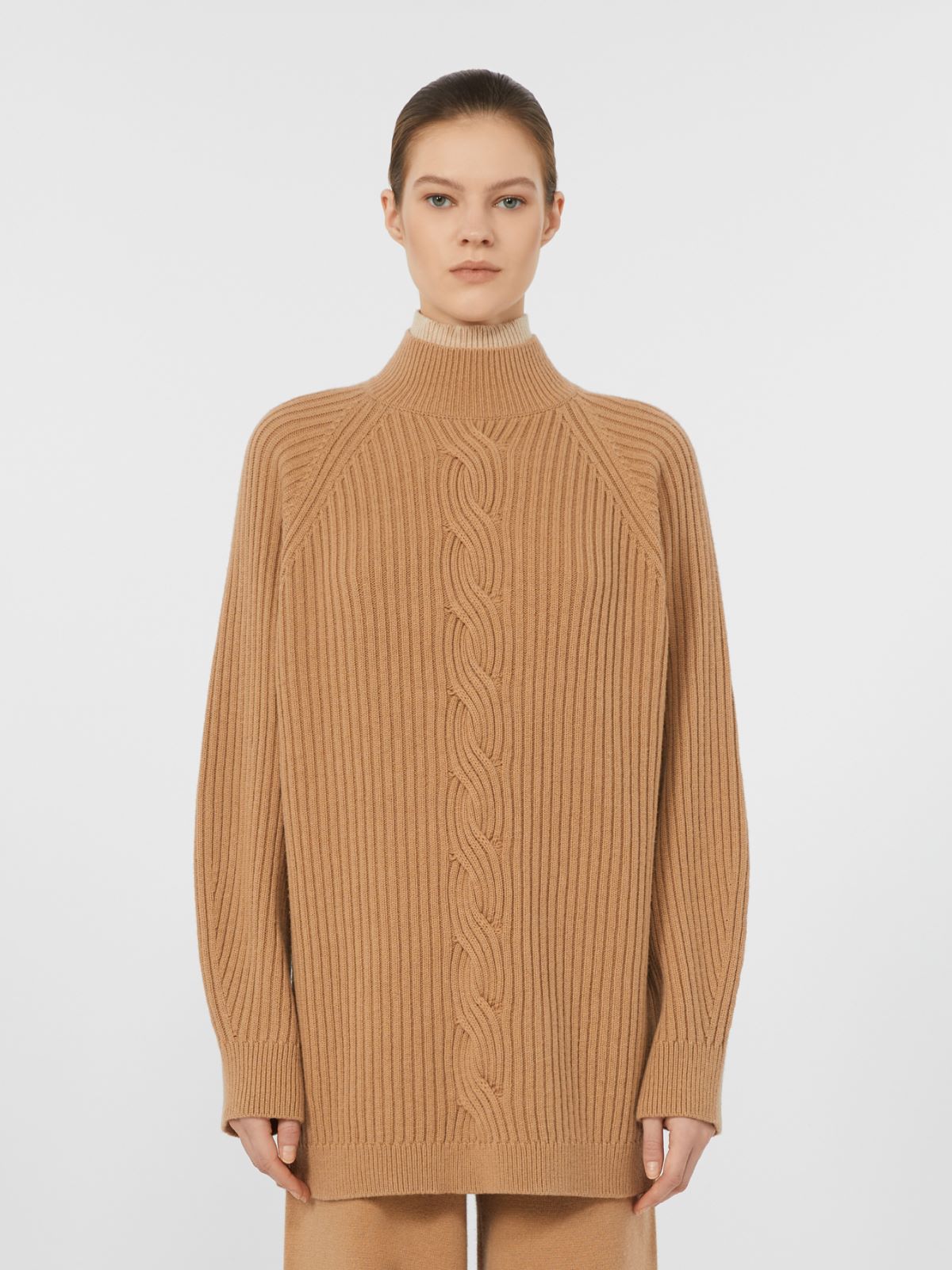 Pullover aus Wolle und Kaschmir mit Zopfmuster - KAMEL - Max Mara - 2
