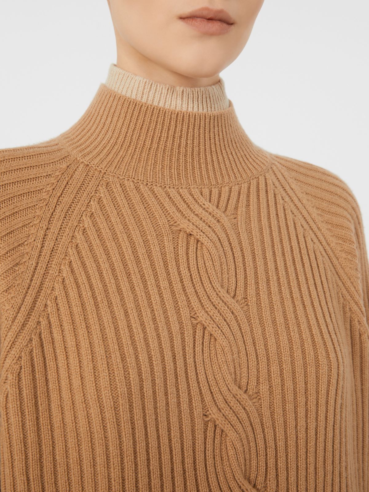 Pullover aus Wolle und Kaschmir mit Zopfmuster - KAMEL - Max Mara - 4