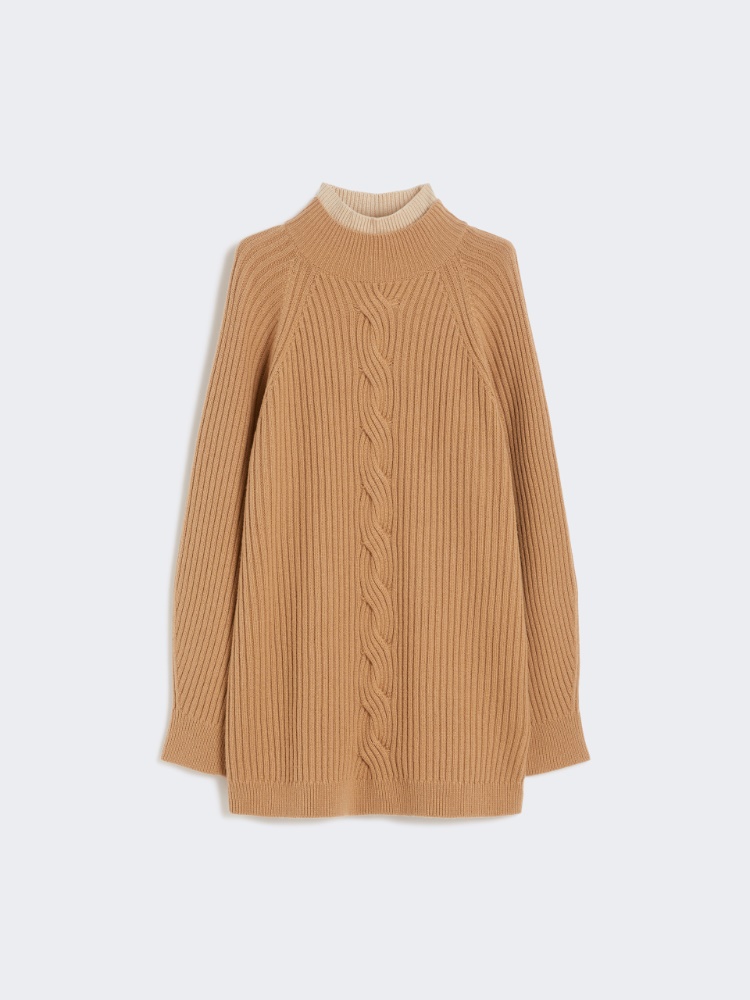Pullover aus Wolle und Kaschmir mit Zopfmuster - KAMEL - Max Mara