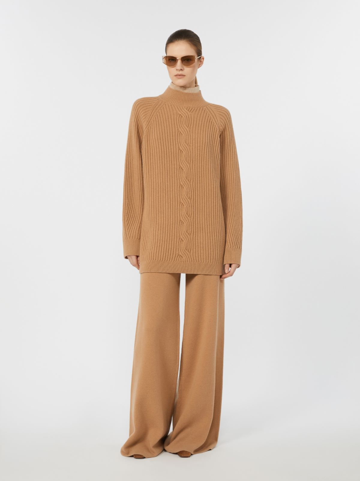Pullover aus Wolle und Kaschmir mit Zopfmuster - KAMEL - Max Mara