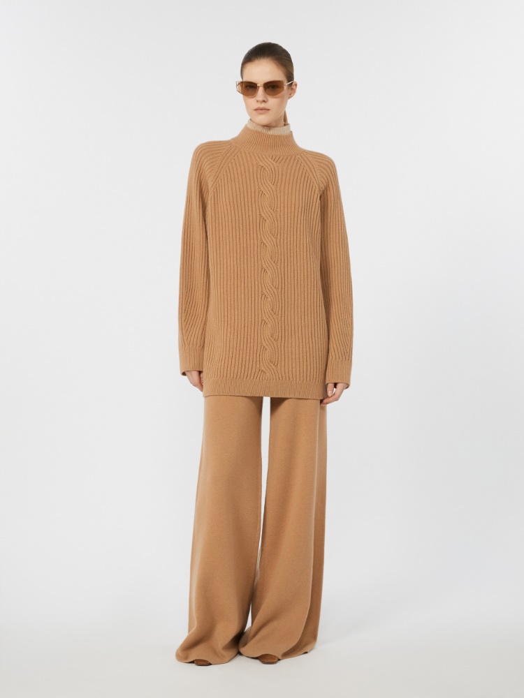 Wool and cashmere cable-knit jumper - CAMEL - Max Mara