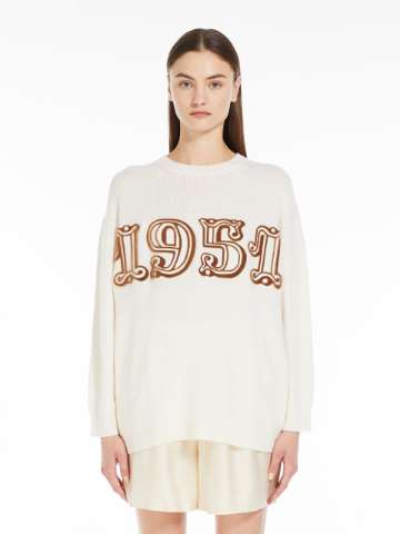 Tシャツ・カットソー MAX MARA Biscuit Wool Blend Plata Sweater Wool and viscose-blend V-neck sweater, sand | Weekend Max Mara