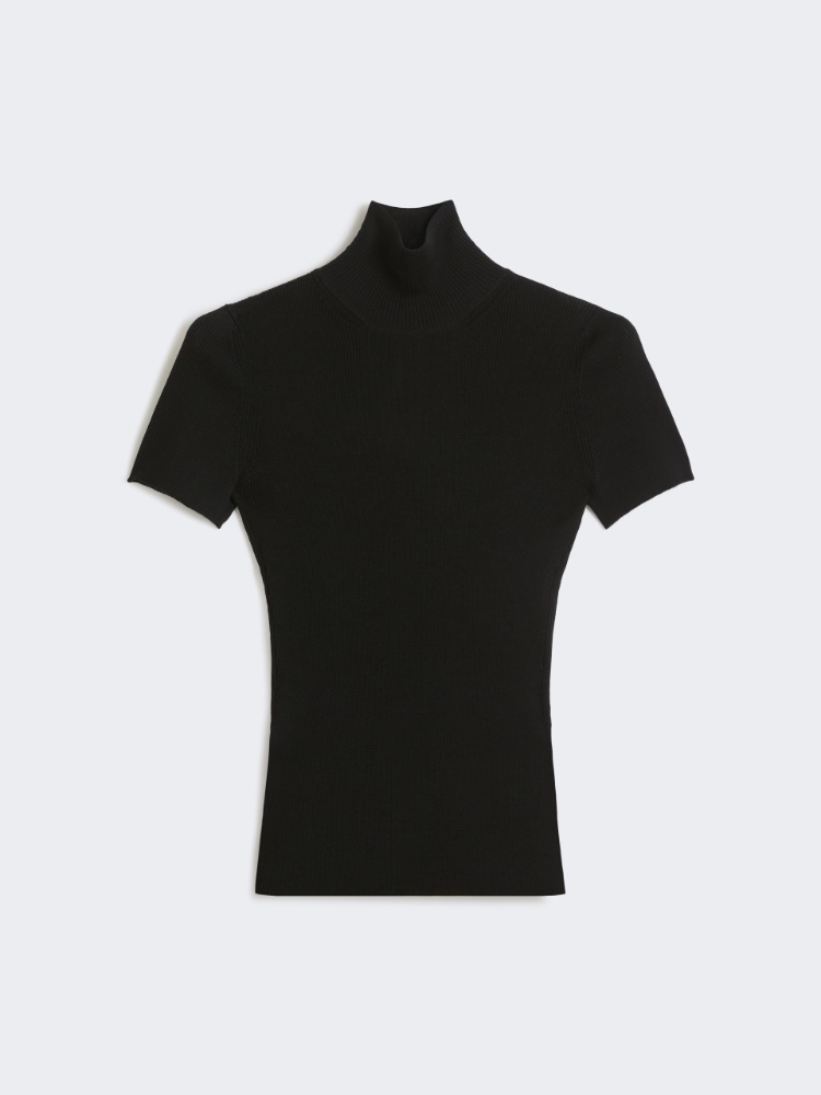 Rollkragenpullover aus Wollgewebe - SCHWARZ - Max Mara