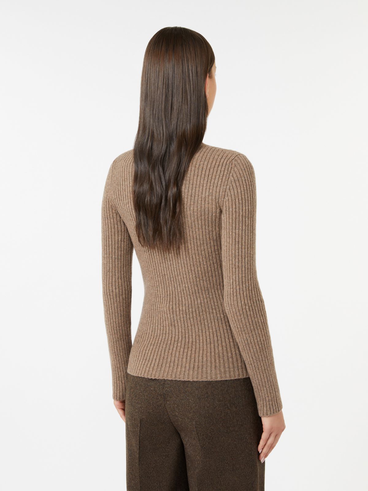 Wool and cashmere ribbed turtleneck - HAZELNUT BROWN - Max Mara - 3
