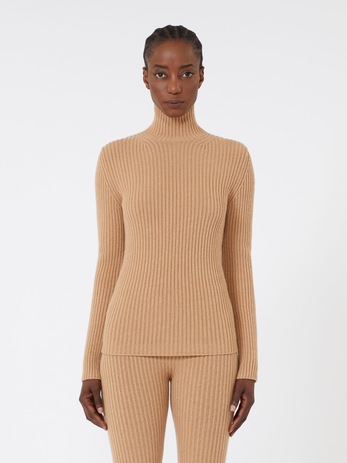 Wool and cashmere ribbed turtleneck - CAMEL - Max Mara - 2