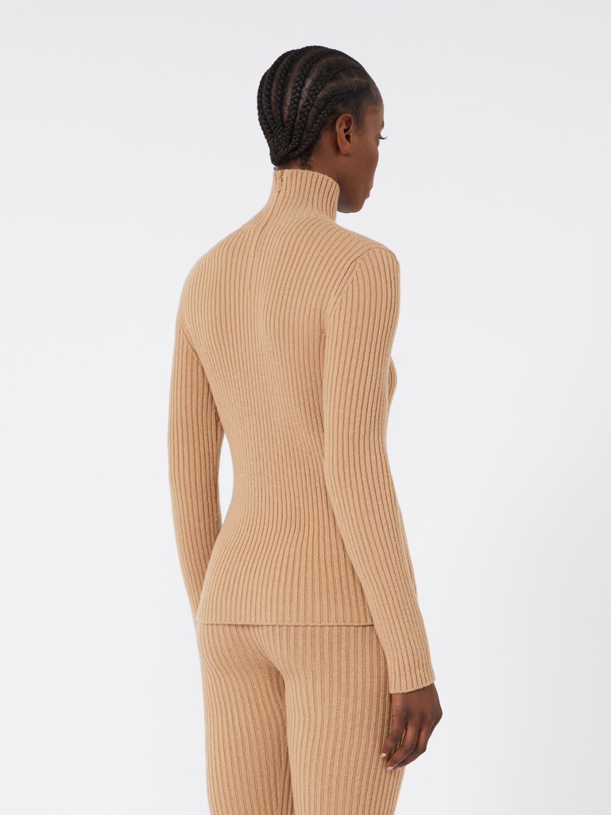 Wool and cashmere ribbed turtleneck - CAMEL - Max Mara - 3