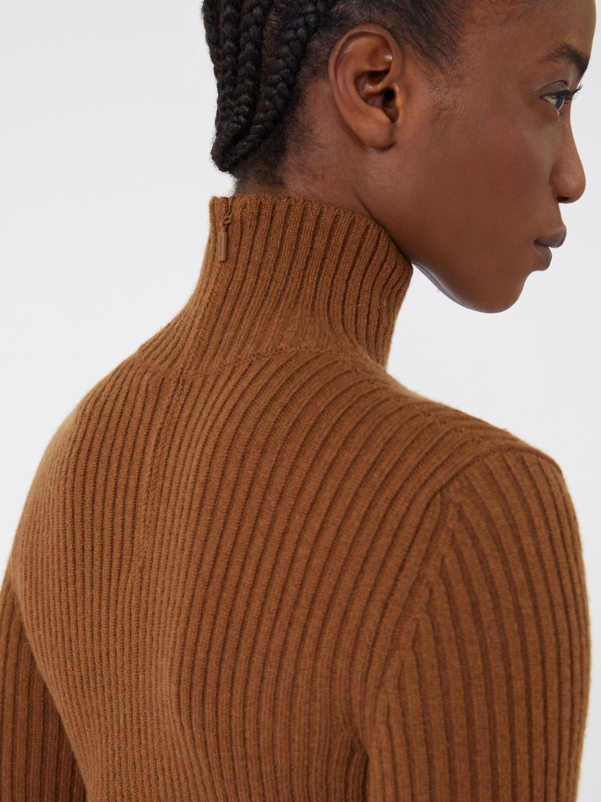 Wool and cashmere ribbed turtleneck - TOBACCO - Max Mara - 4