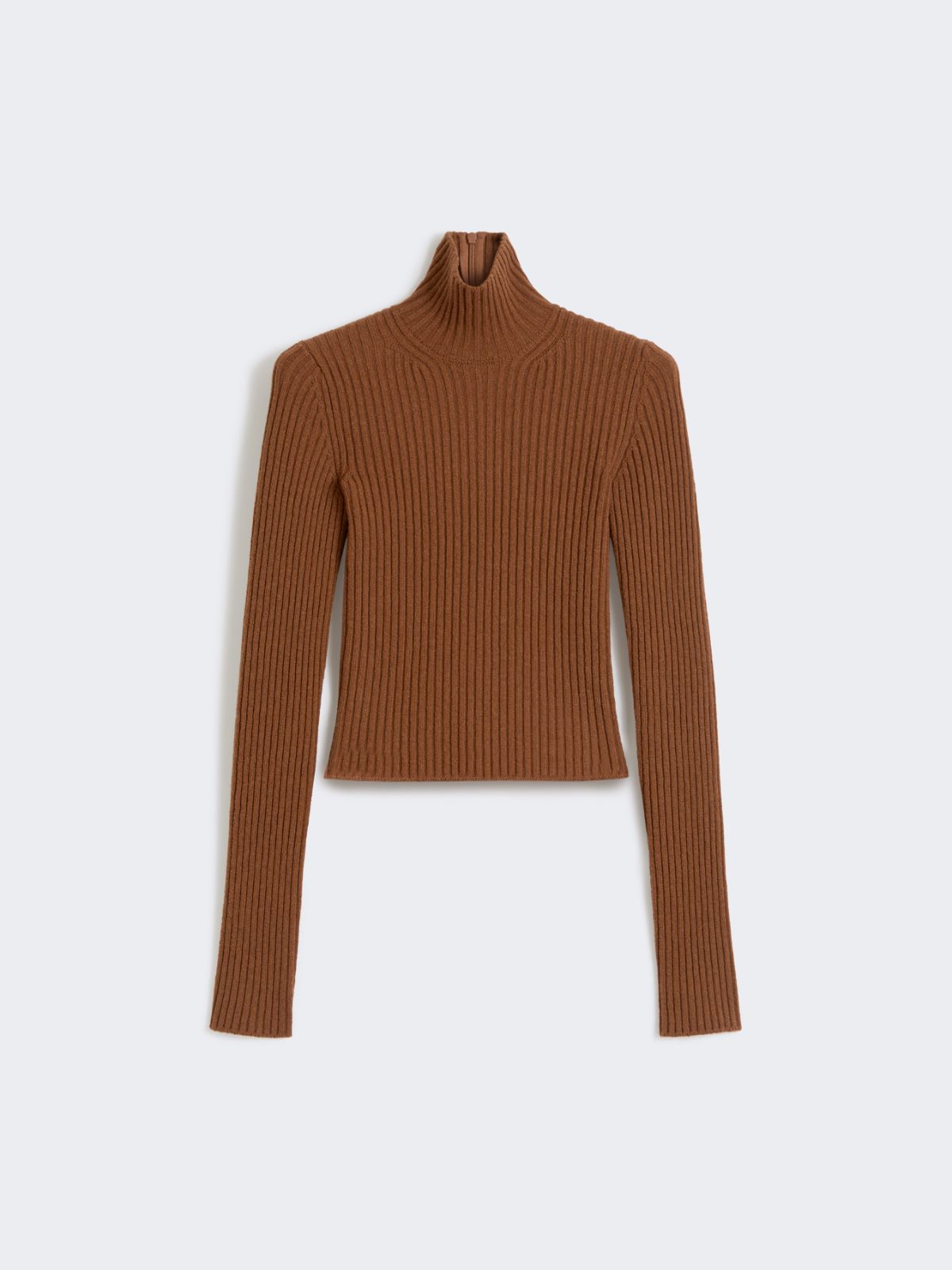 Wool and cashmere ribbed turtleneck - TOBACCO - Max Mara - 9