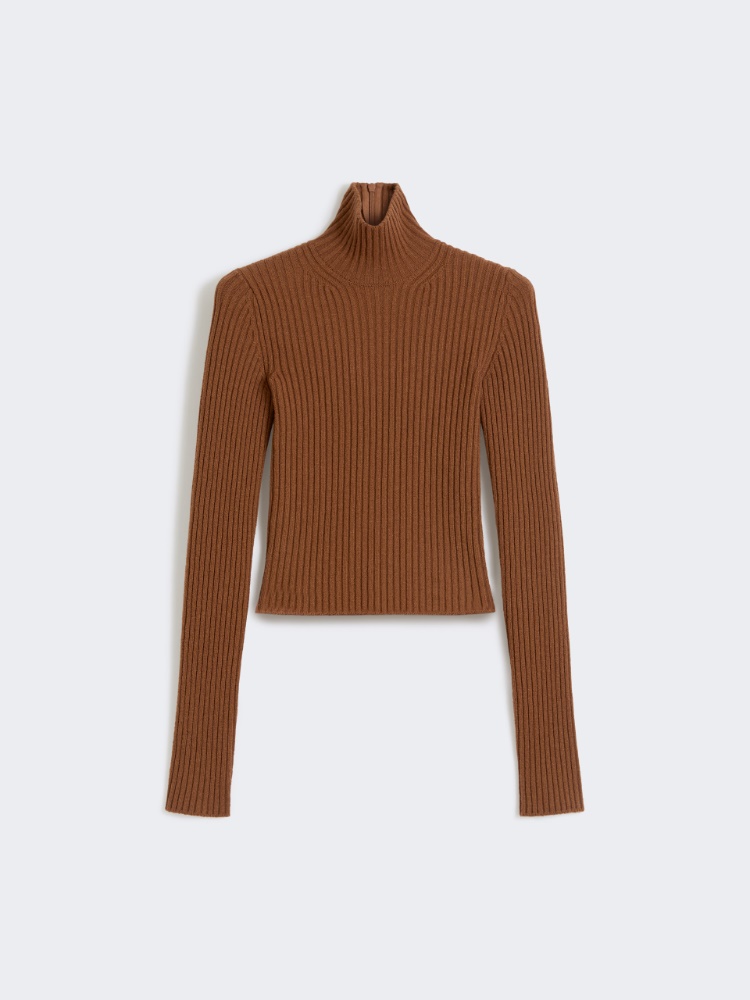 Rollkragenpullover mit Rippstrick aus Wolle und Kaschmir - TABACK - Max Mara