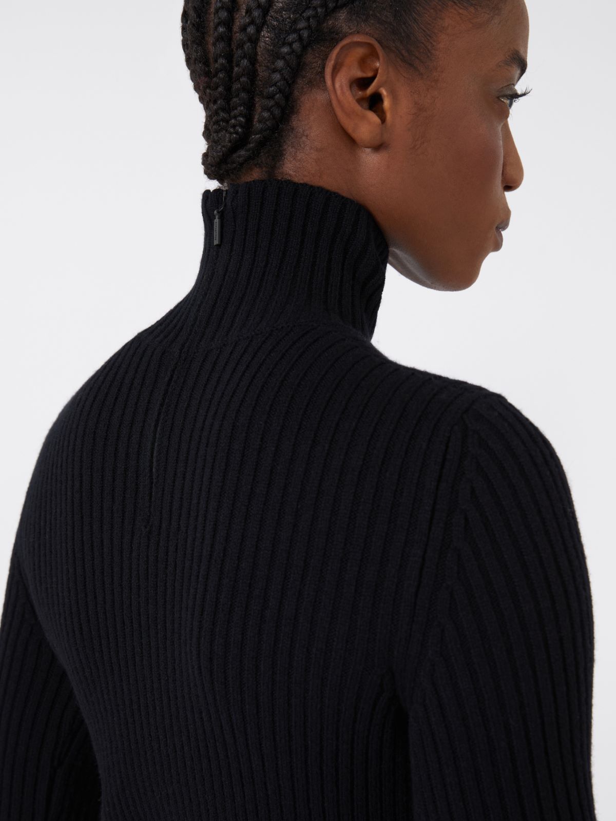 Wool and cashmere ribbed turtleneck - BLACK - Max Mara - 4
