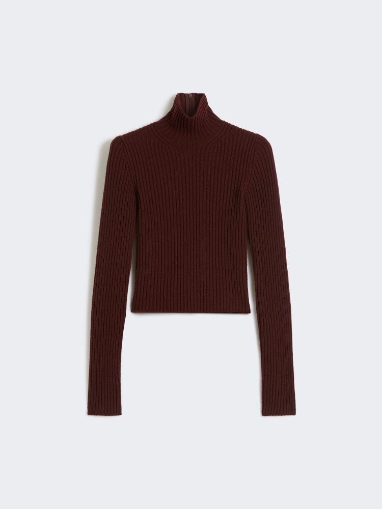 Rollkragenpullover mit Rippstrick aus Wolle und Kaschmir - KIRSCHE - Max Mara