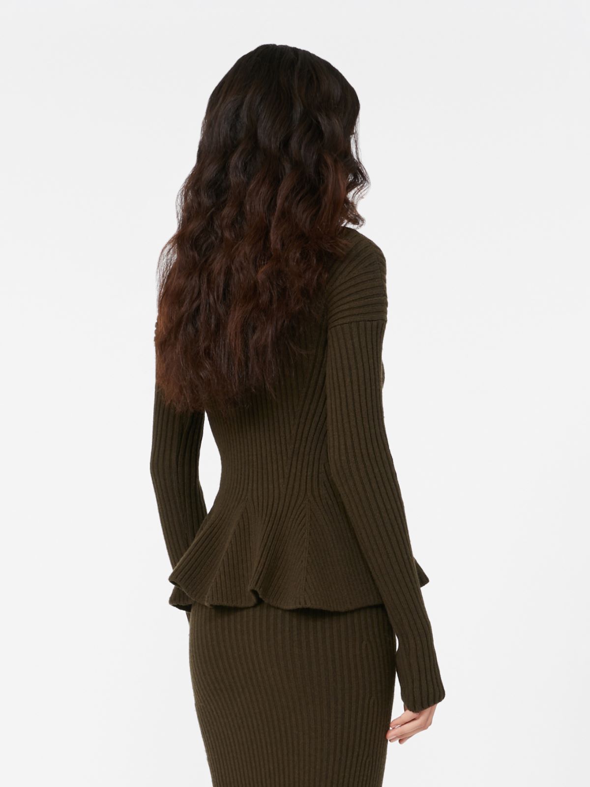 Robe péplum en laine et cachemire - VERT MOUSSE - Max Mara - 3