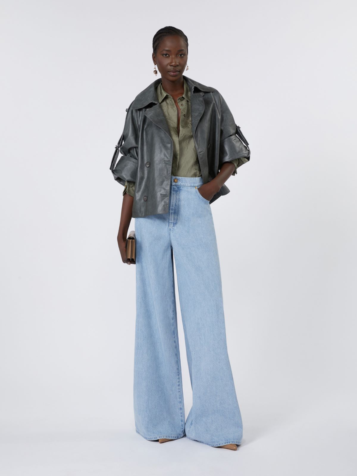 테나체 레더 자켓 - DARK GREY GREEN - Max Mara