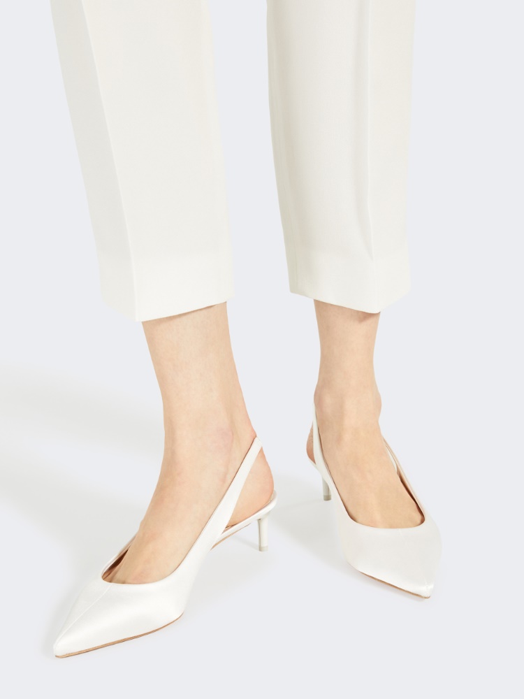 人気【MAXMARA】Ballerine slingback in raso Slingback in raso, bianco | 