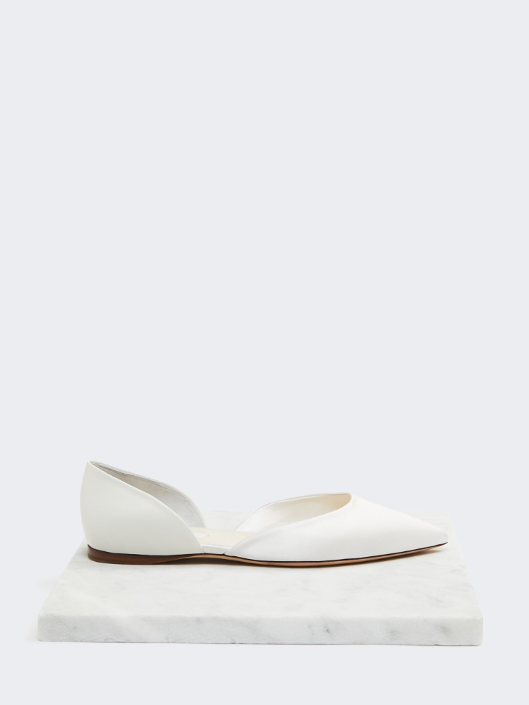 Ballerines en satin et cuir - BLANC - Max Mara