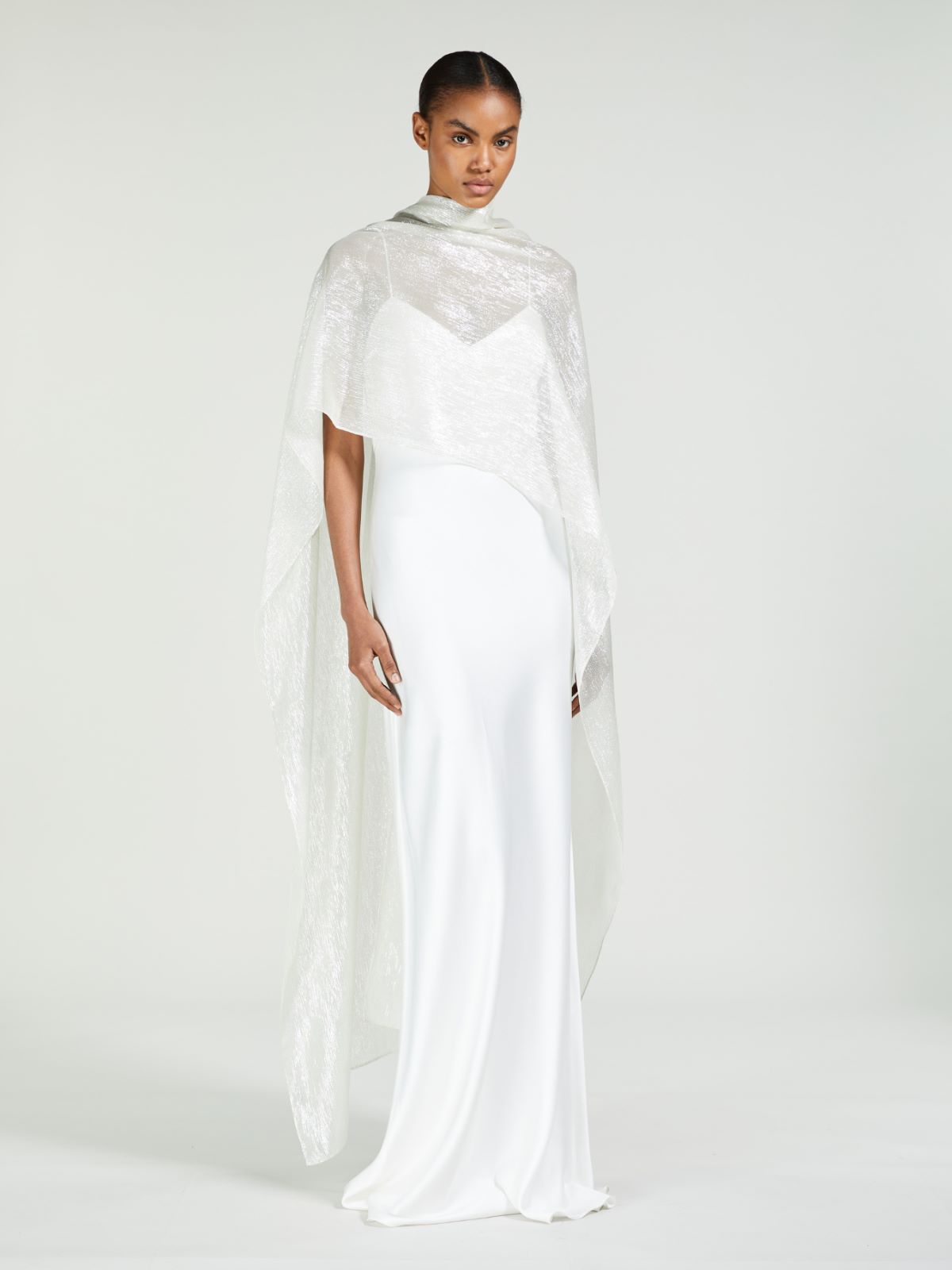 Silk georgette stole - WHITE - Max Mara - 9