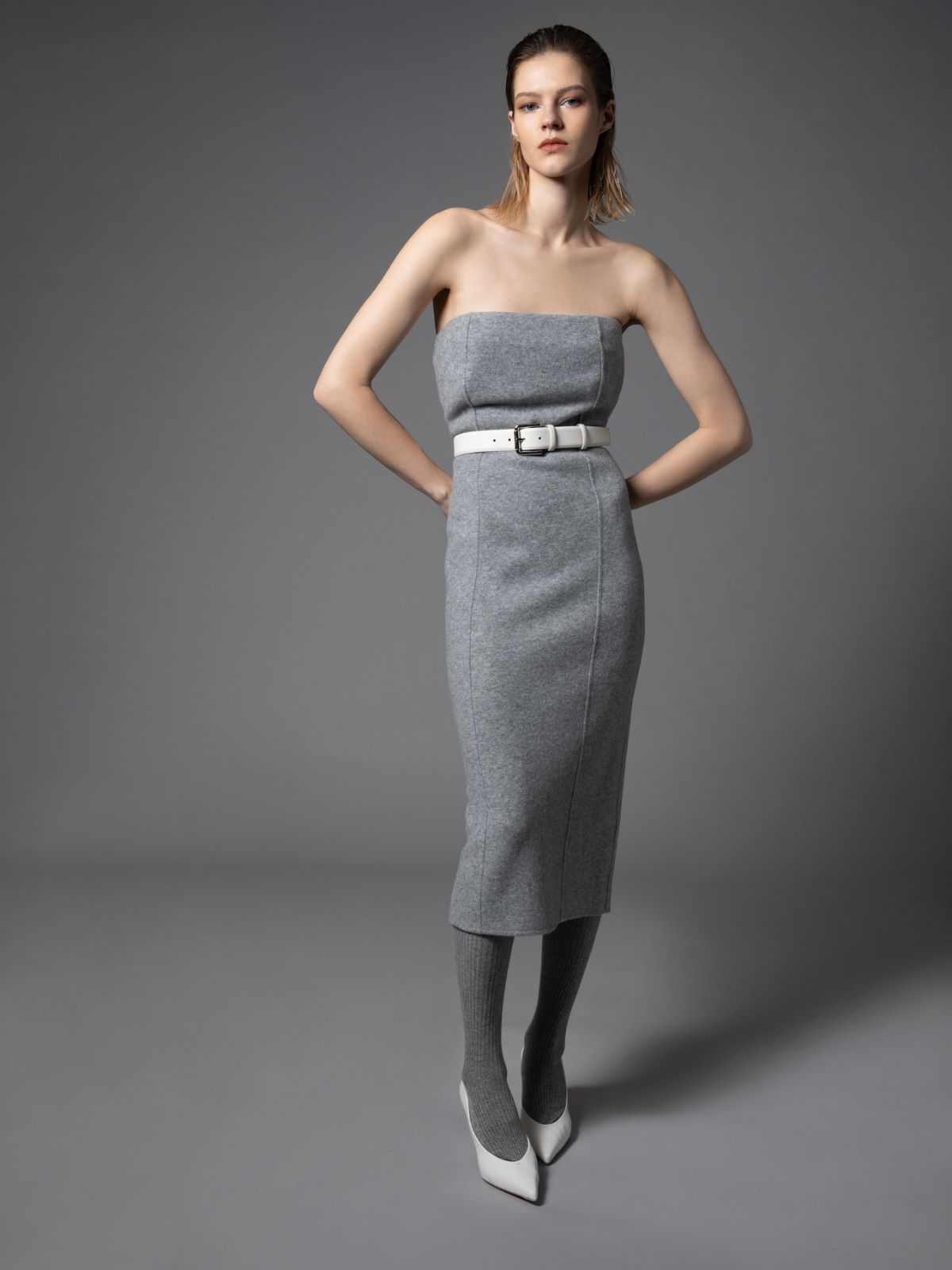 Abito bustier in lana e cachemire - GRIGIO MEDIO - Max Mara