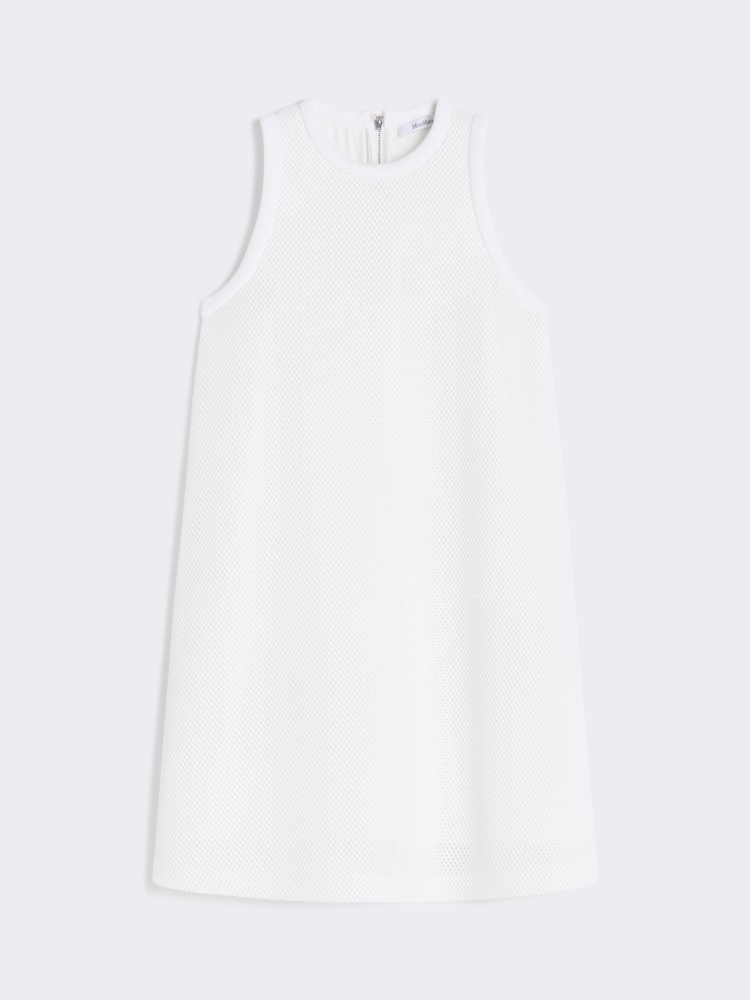 Flared technical mesh dress, white | 