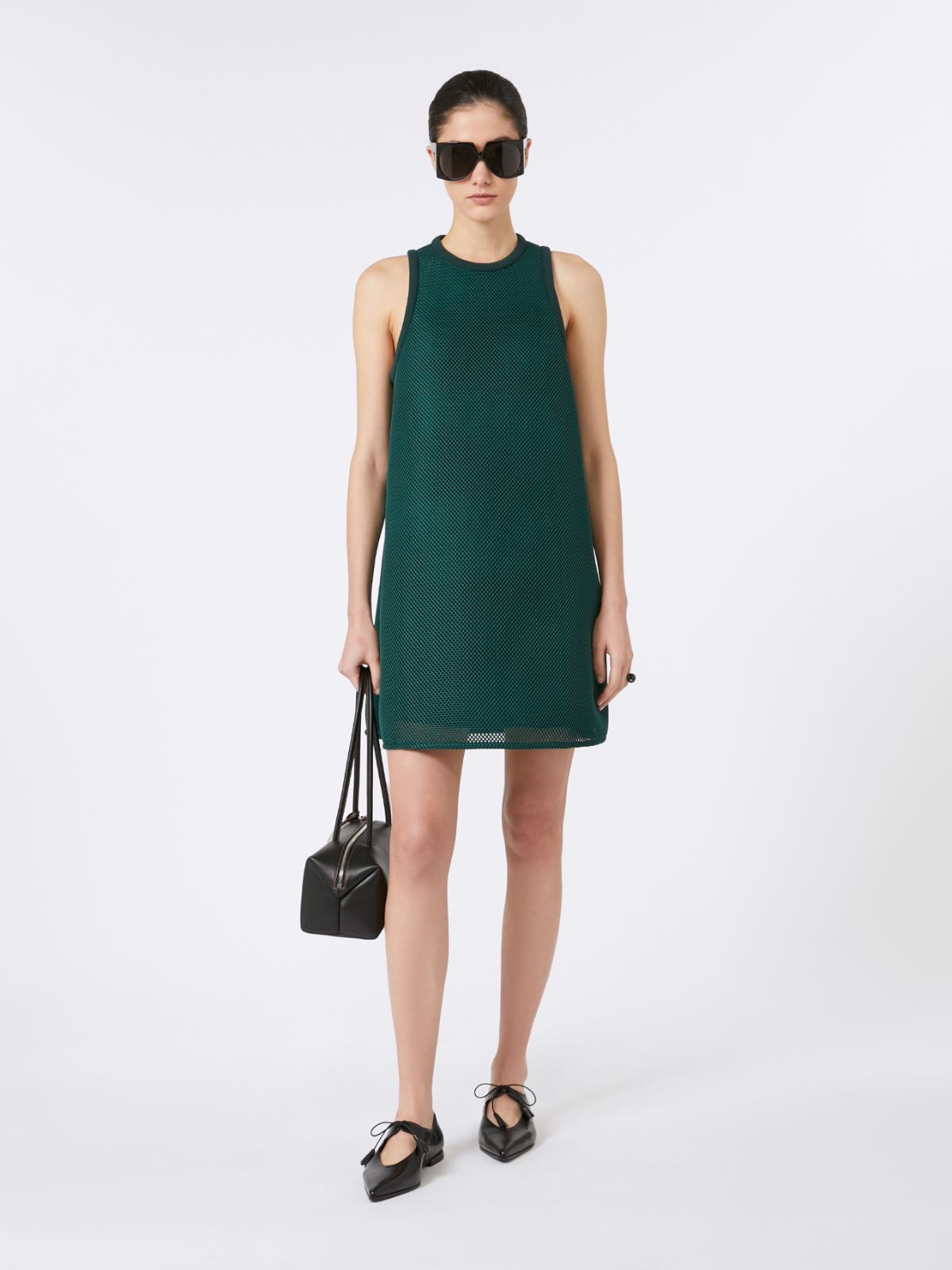 Flared technical mesh dress - DARK GREEN - Max Mara - 9