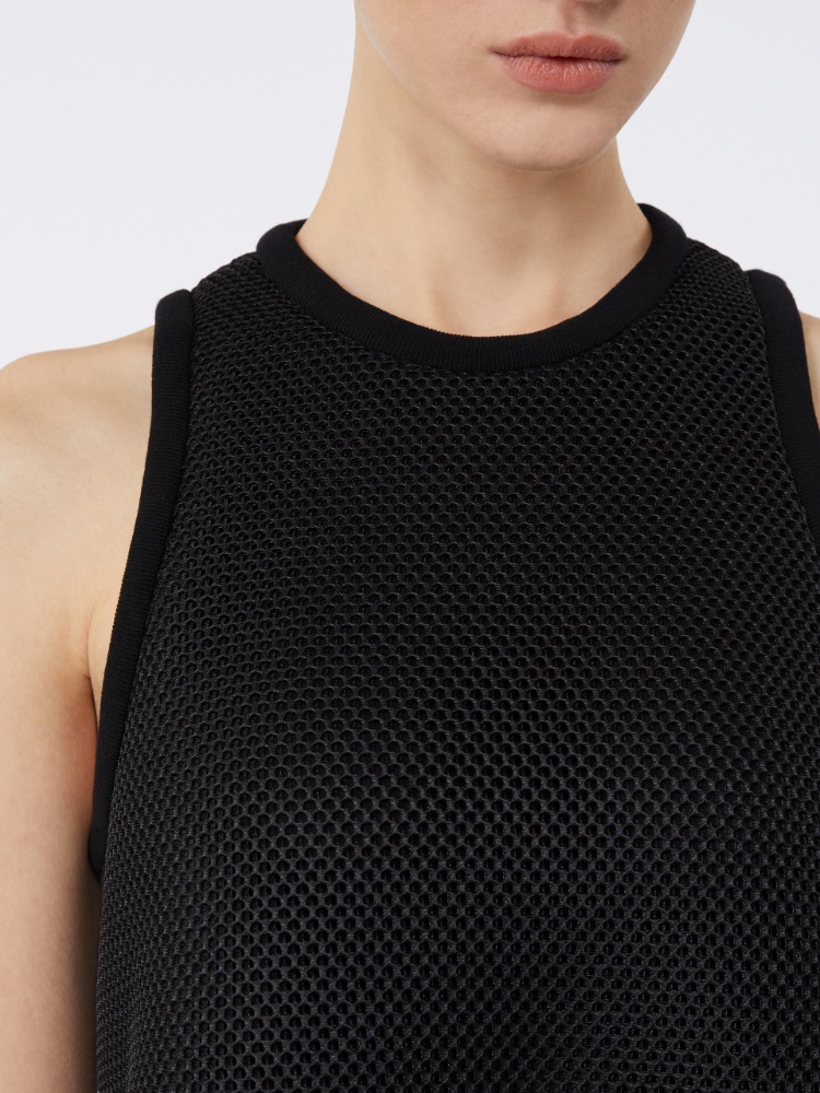 Flared technical mesh dress, black | 