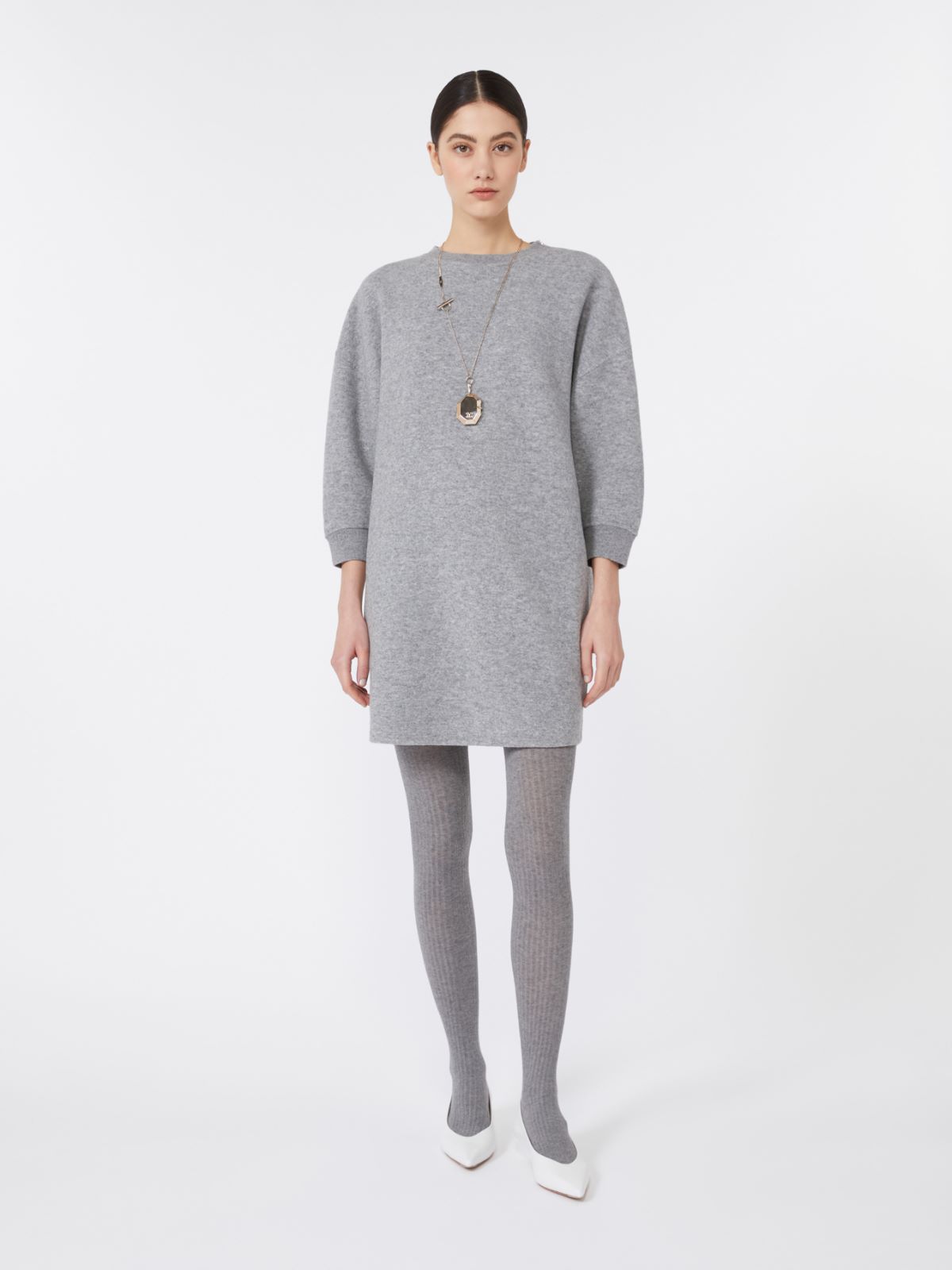 Short, wool and cashmere jersey dress - MEDIUM GREY - Max Mara - 10