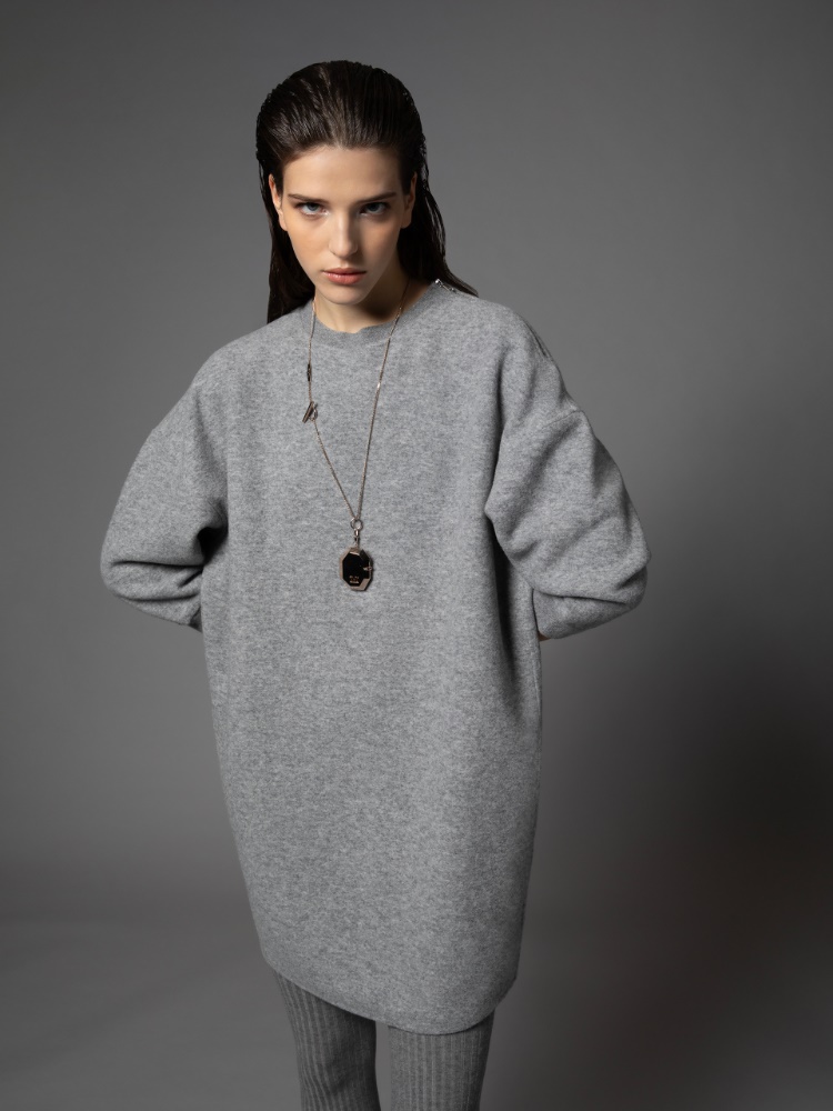 Short, wool and cashmere jersey dress + MEDIUM GREY - Max Mara