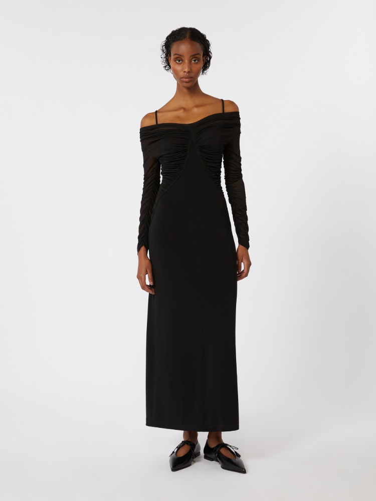 Long flowing jersey dress - BLACK - Max Mara