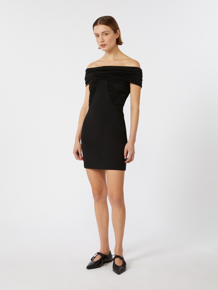 Sukienka z odkrytymi ramionami z dżerseju wiskozowego - CZARNY - Max Mara - 2